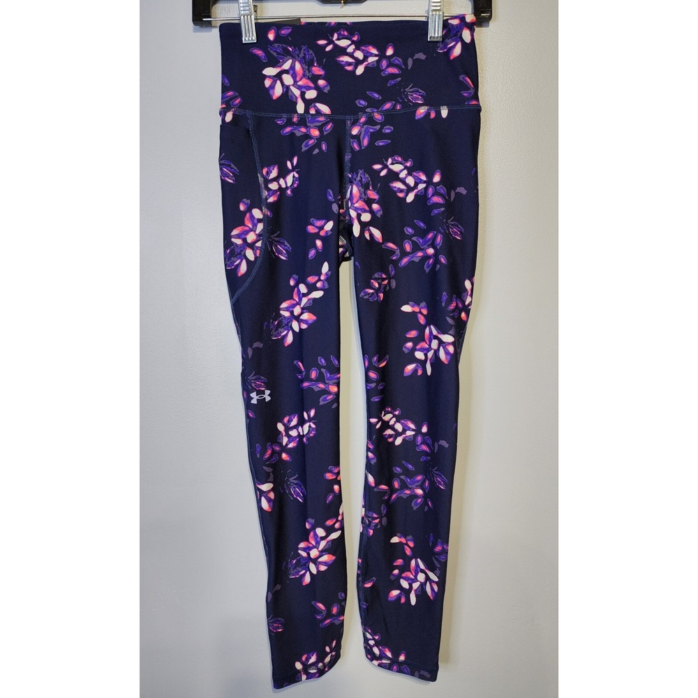 Under Armour UA Small HeatGear‎ No-Slip Waistband 7/8 Ankle Leggings Side Pocket